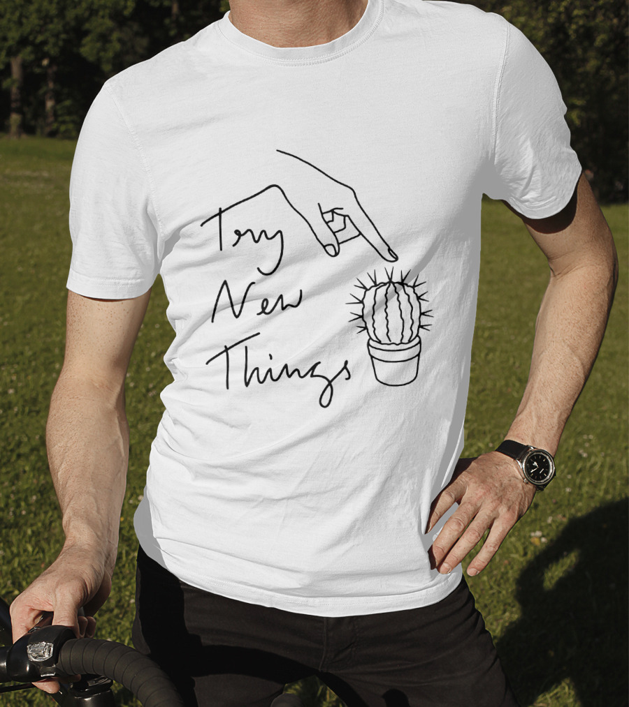 Phil Lester Merch Try New Things Cactus Hand Drawing T-Shirt