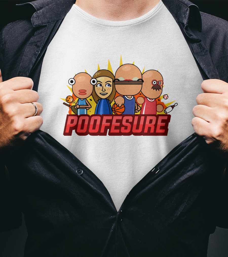 Poofesure Cartoon Characters Baseball Bowling Basketball Gaming Collection T-Shirt