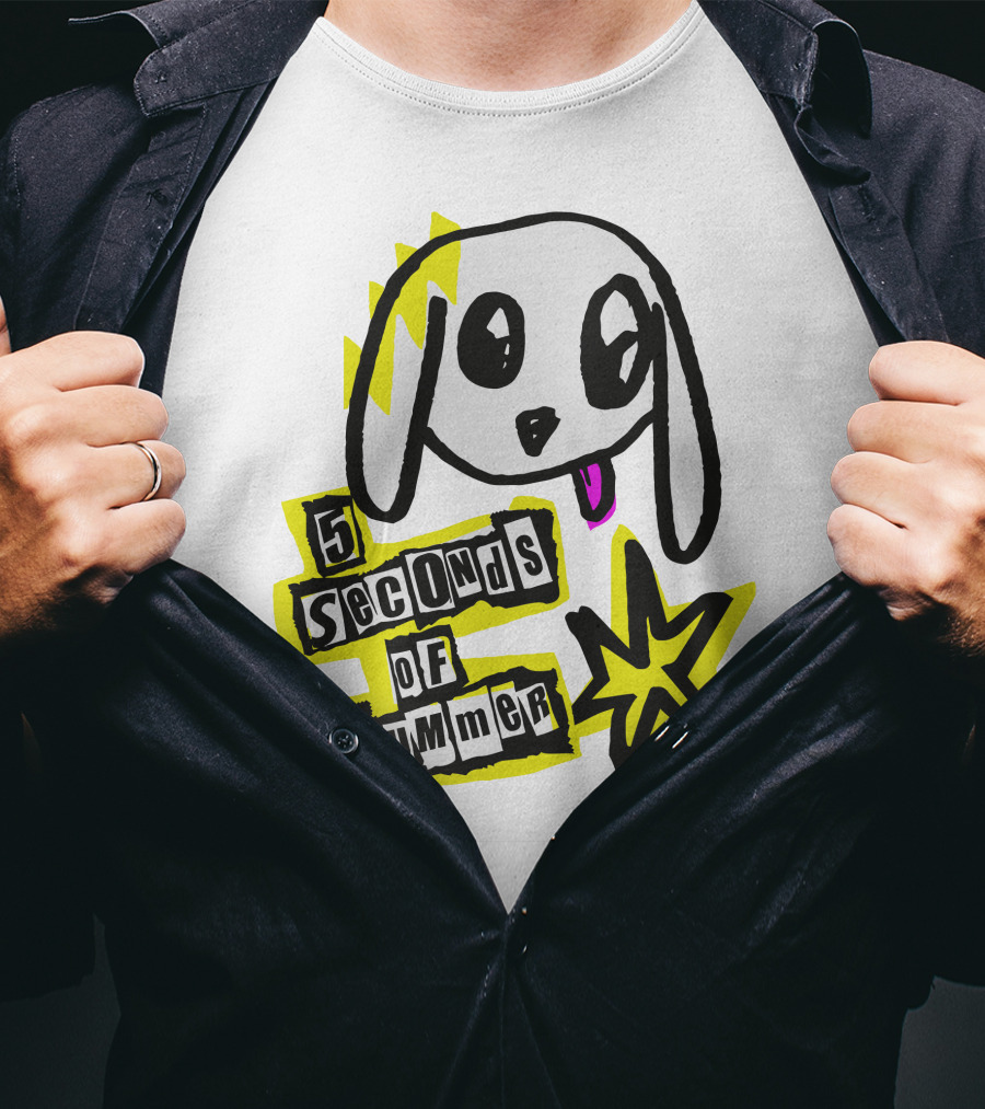 5 Seconds Of Summer 5SOS Merch Anarchy Dog With Star Punk T-Shirt