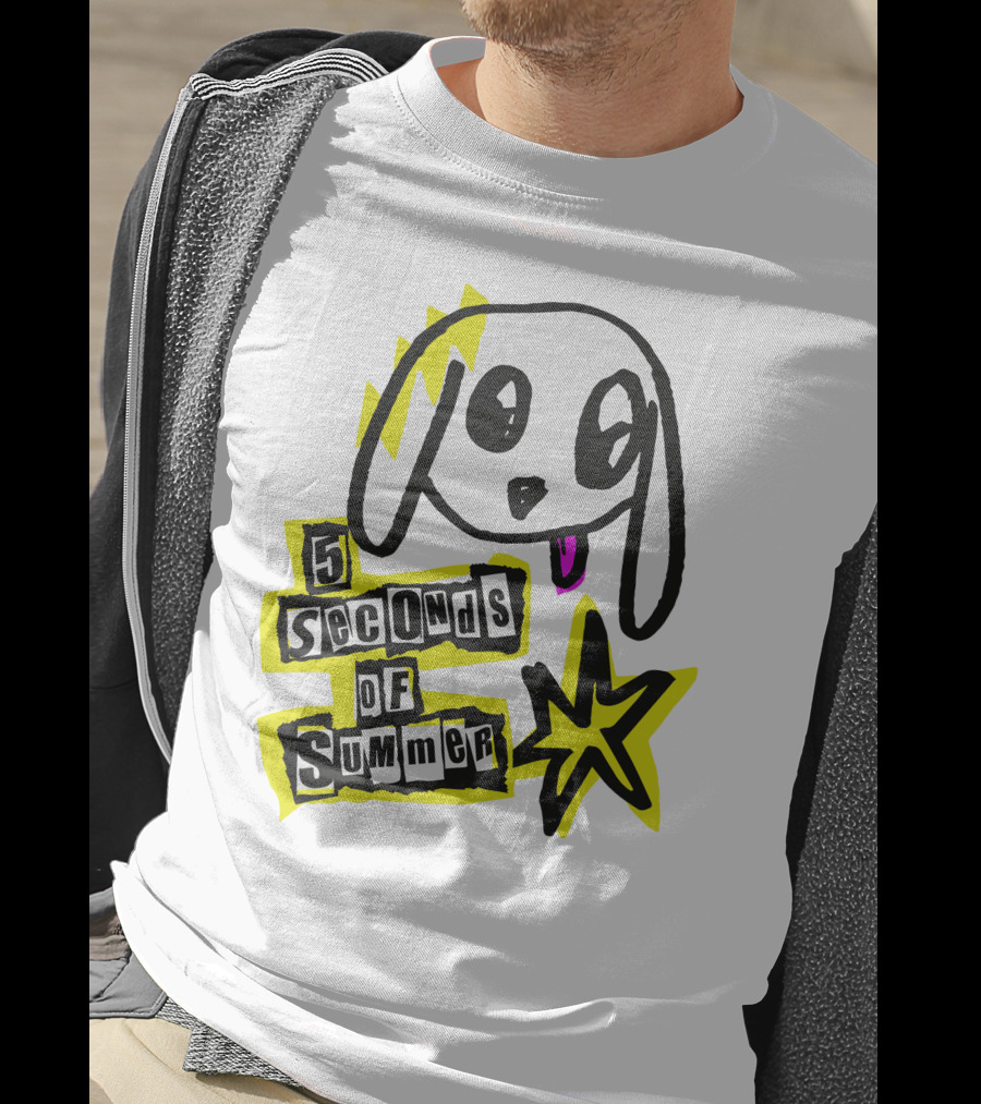 5 Seconds Of Summer Bunny Drawing With Star And Text T-Shirt
