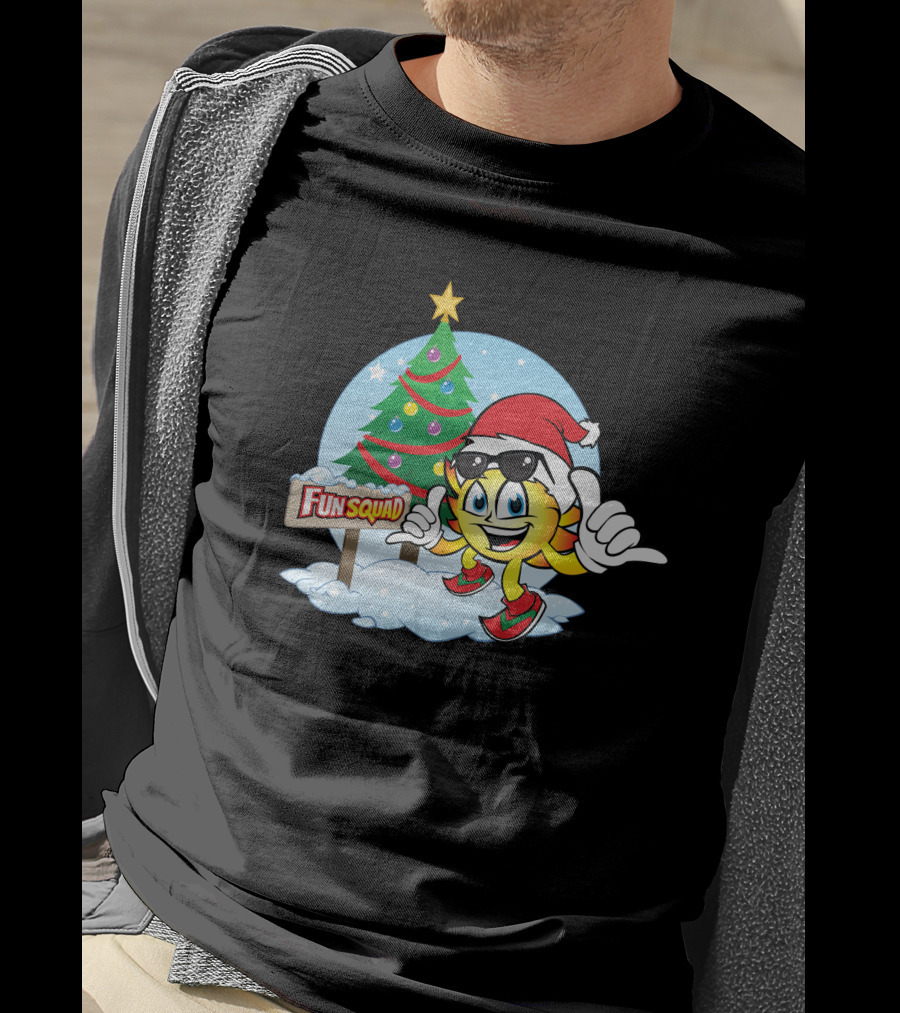 Fun Squad Christmas Sunny Boy Santa Hat And Tree T-Shirt