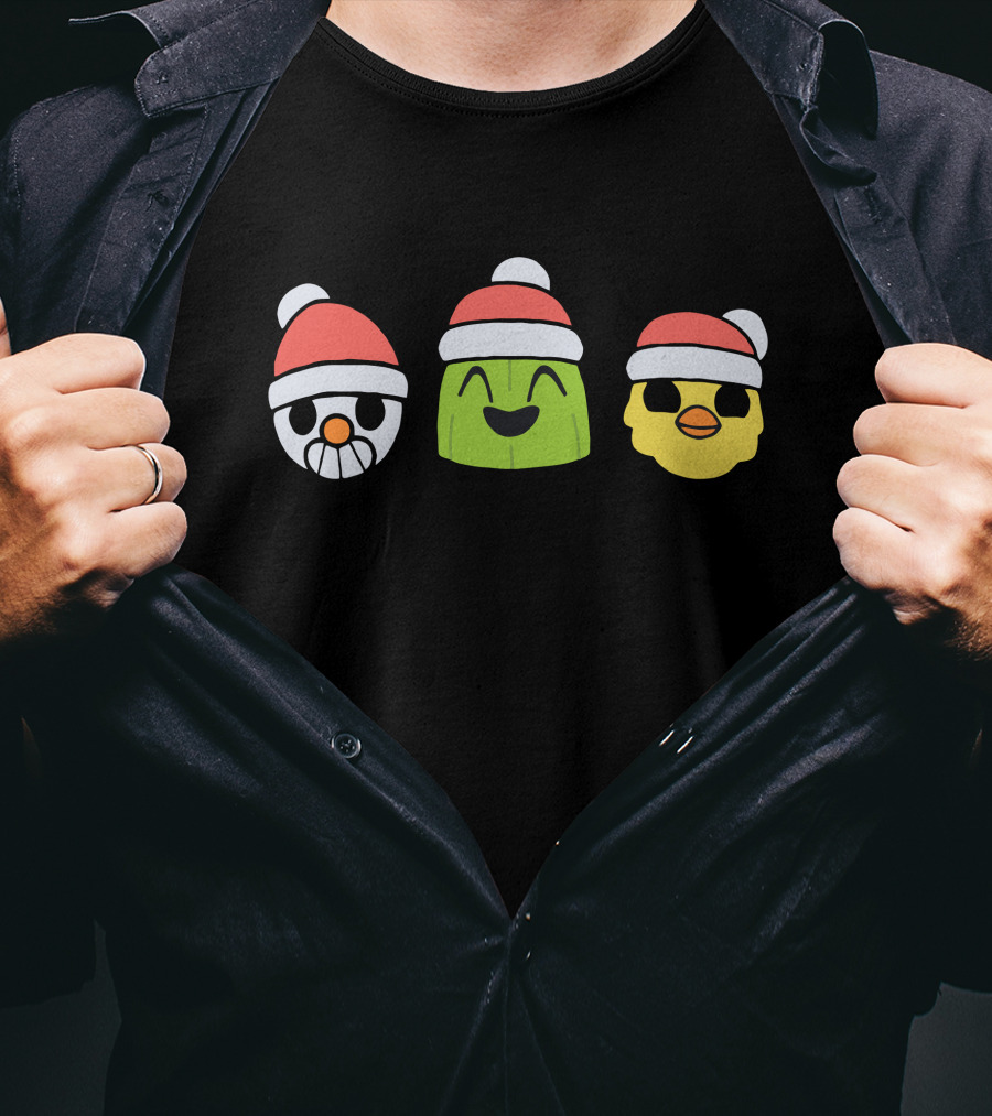 Christmas Holy Trinity Santa Emoji Faces T-Shirt