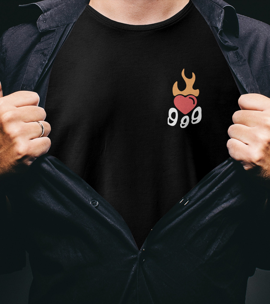 Juice Wrld 999 Burning Hearts Flaming Heart T-Shirt