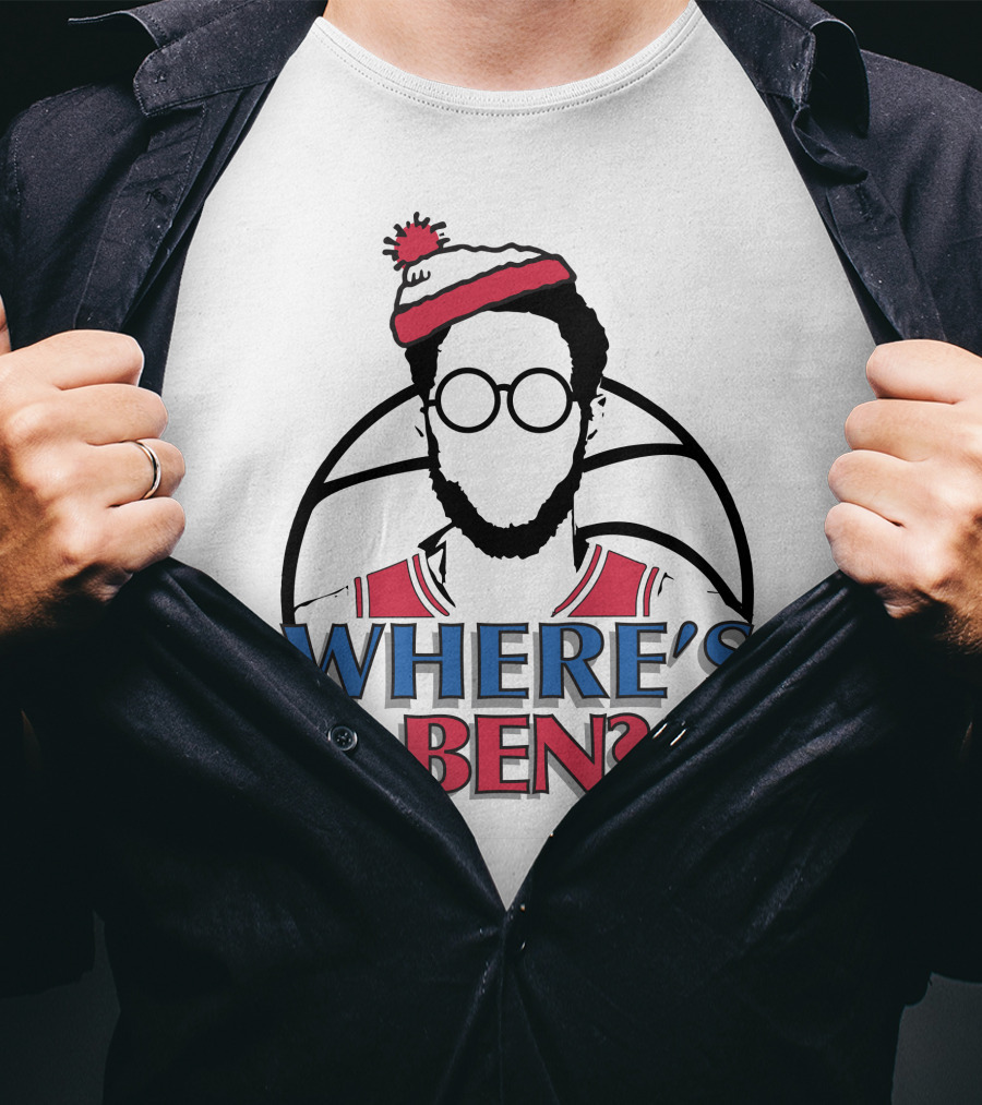 Philadelphia Where Is Ben Simmons Chickie And Pete’s In South Philly 94WIP Sports Radio Where's Ben Basketball T-Shirt