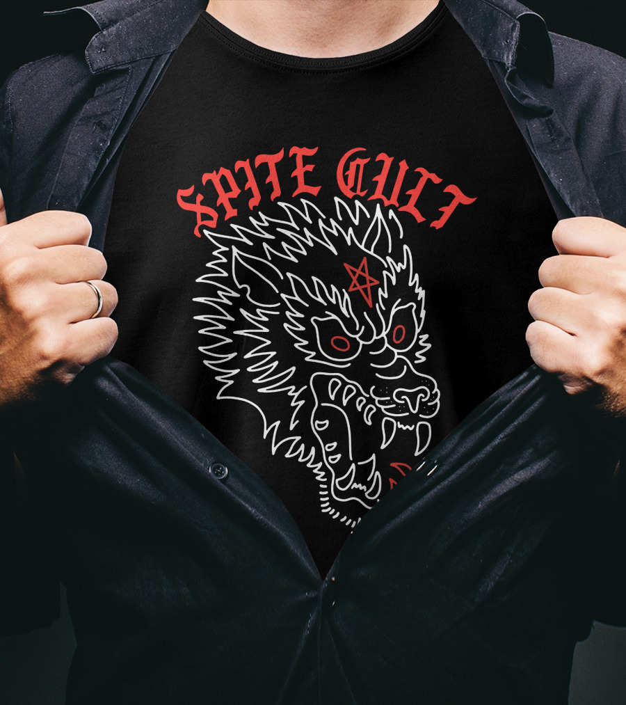 Spite Cult Wolf With Star Symbol And Aggressive Expression T-Shirt