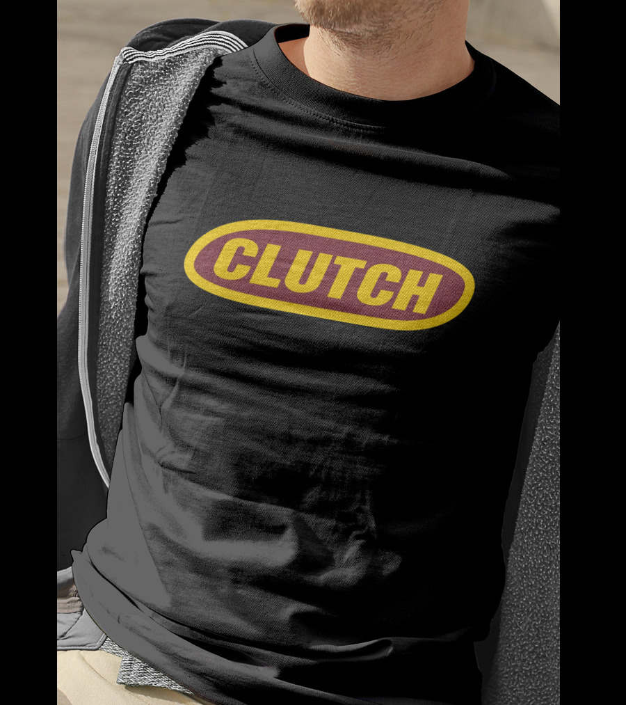 Shop Clutch Merch Store Clutch Logo Design Bold Oval Emblem T-Shirt