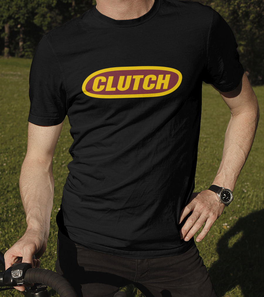 Shop Clutch Merch Store Clutch Logo Design Bold Oval Emblem T-Shirt
