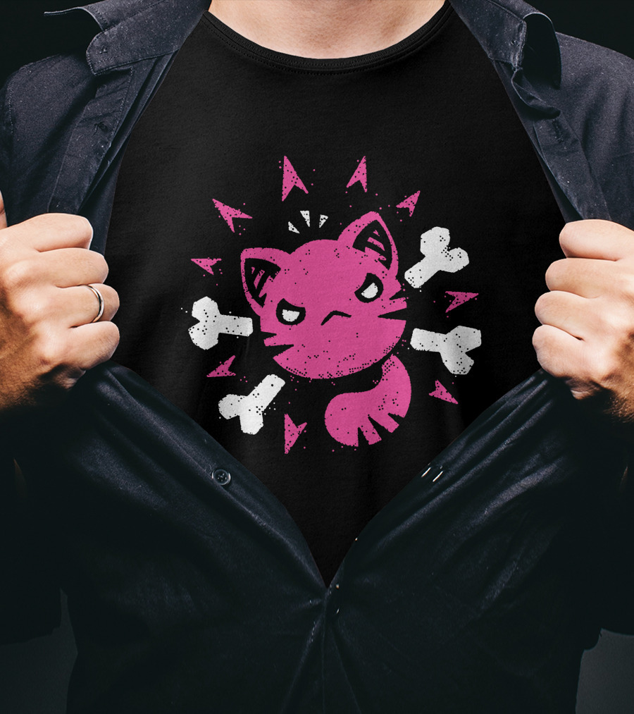 Slime Rancher Merch Ferocious Feral Pink Cat Tony Kuchar T-Shirt