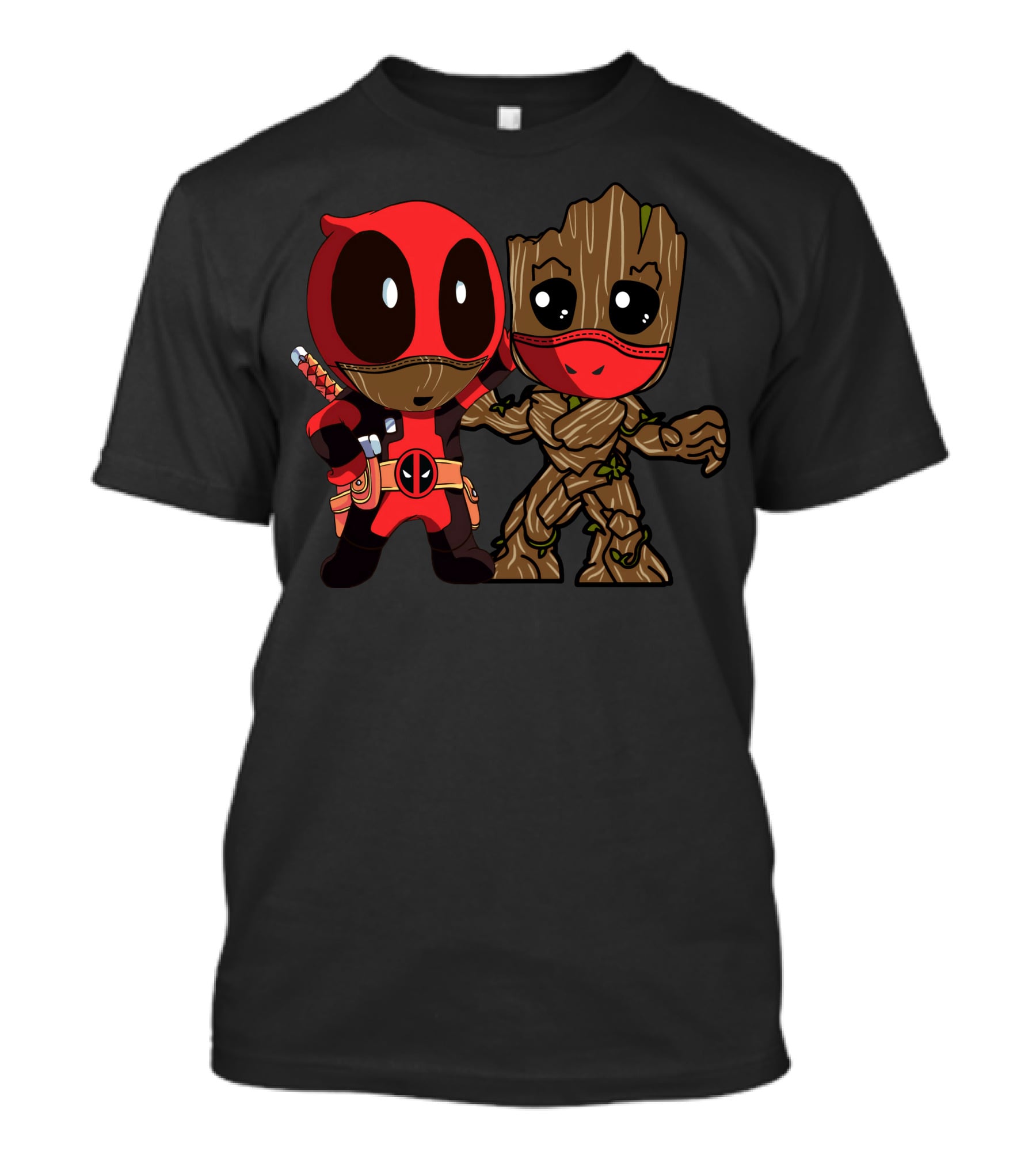 Deadpool And Baby Groot Mashup Comic Characters T-Shirt