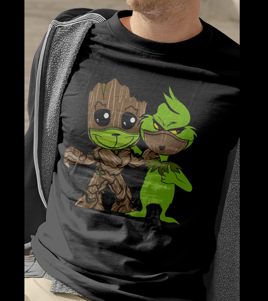 Groot Meets The Grinch Crossover Character Mashup T-Shirt