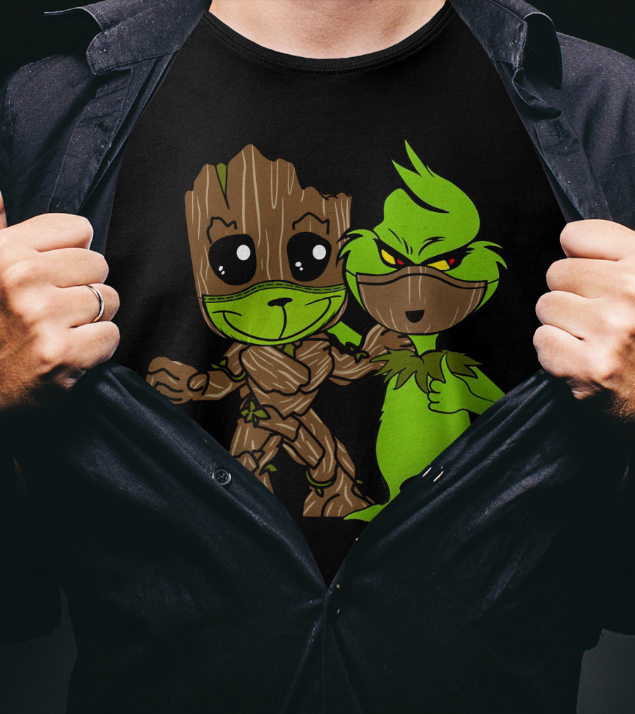 Groot Meets The Grinch Crossover Character Mashup T-Shirt
