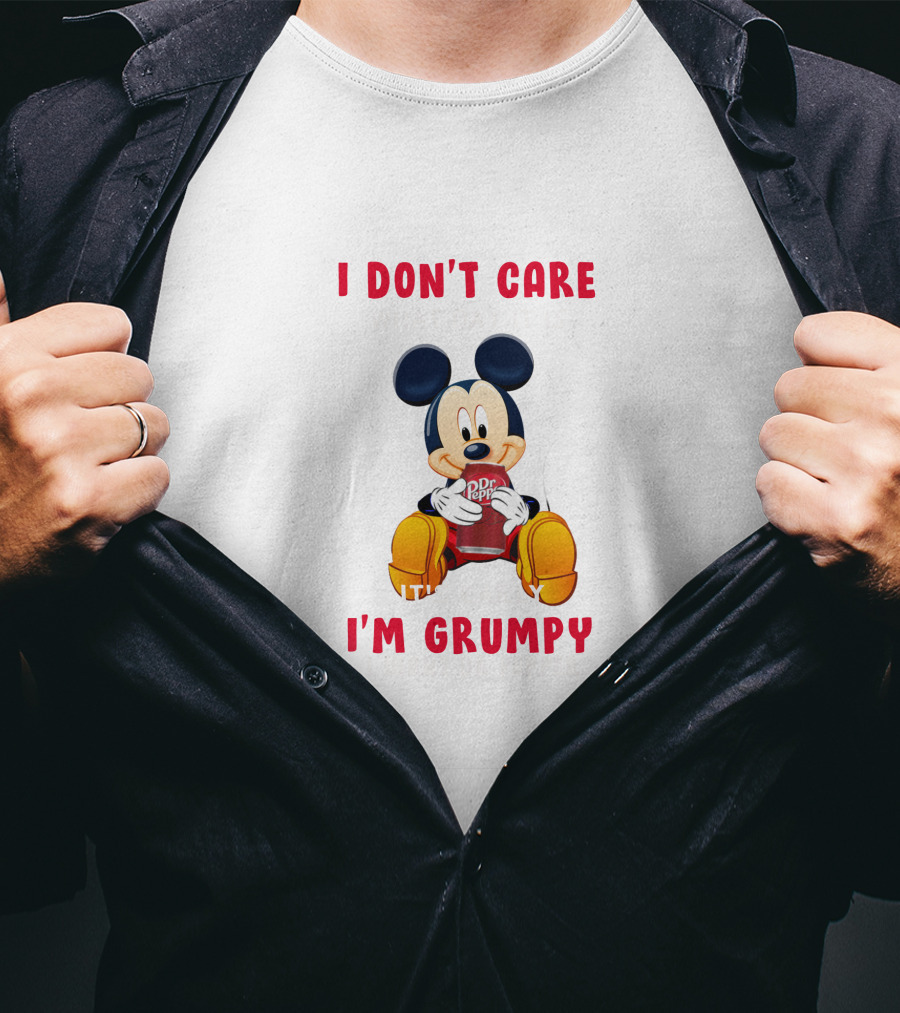 I Don't Care I'm Grumpy Mickey Mouse Dr Pepper T-Shirt