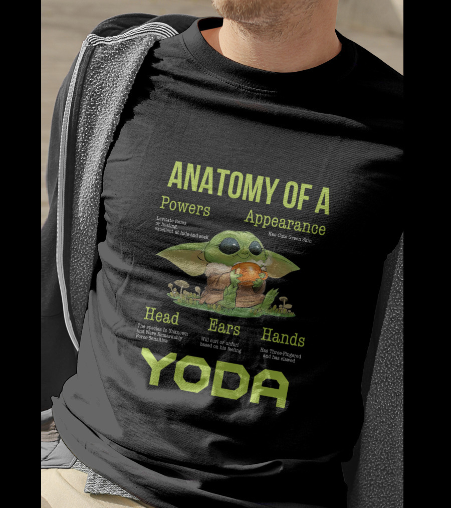Anatomy Of A Yoda Powers Appearance Head Ears Hands Baby Yoda T-Shirt