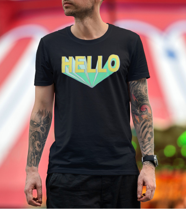 Premium T-Shirt: Shubble Hello Geometric 3D Text Merch T-Shirt Shubble Hello Geometric 3D Text Merch T-Shirt