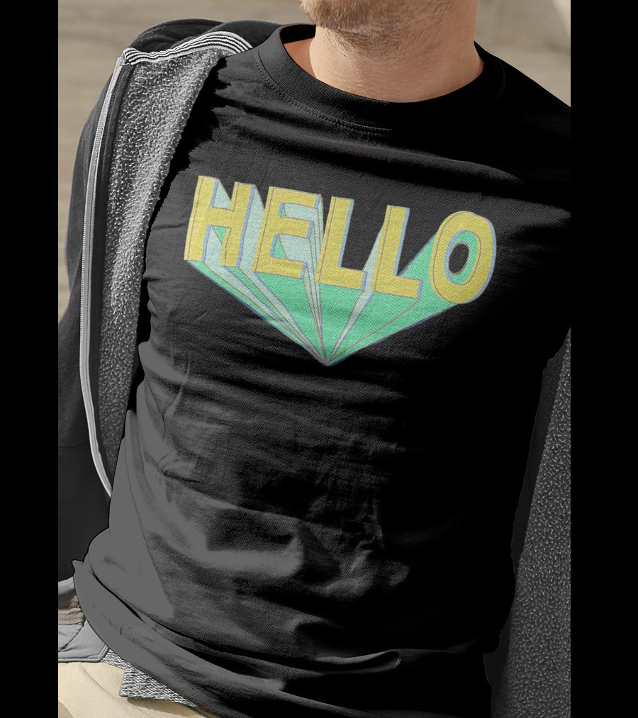 Shubble Hello Geometric 3D Text Merch T-Shirt