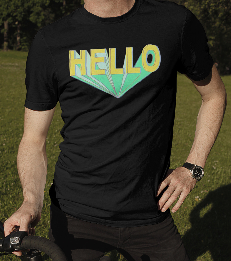 Shubble Hello Geometric 3D Text Merch T-Shirt