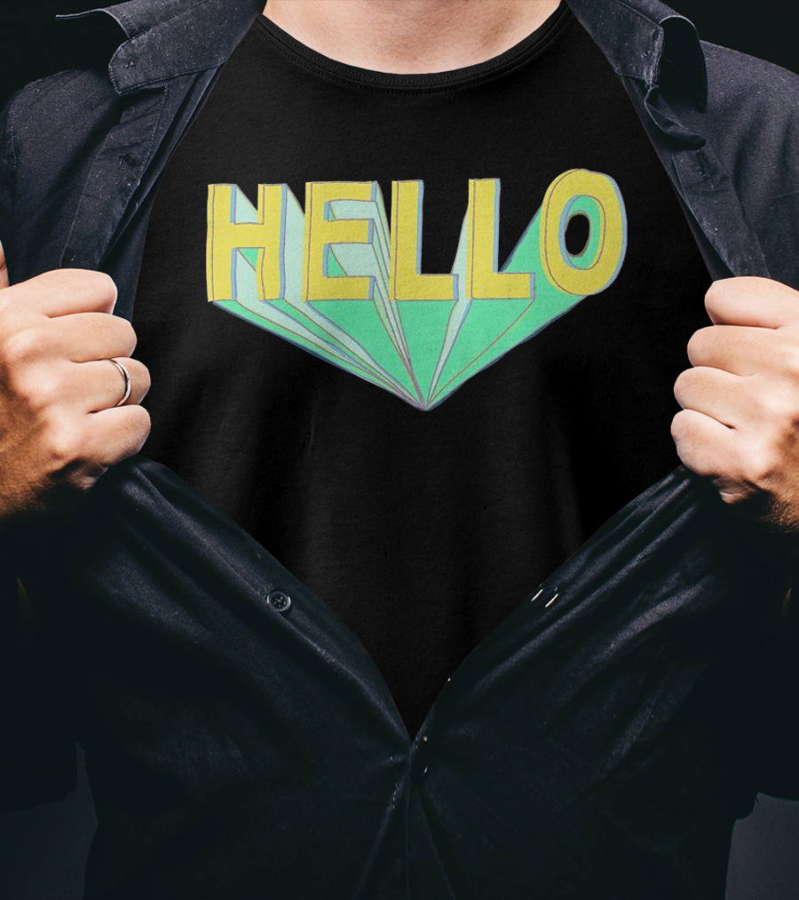 Shubble Hello Geometric 3D Text Merch T-Shirt