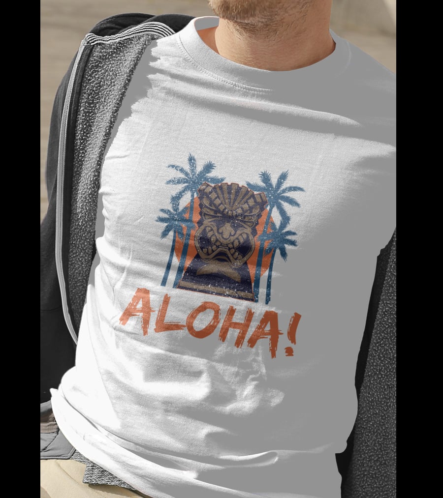 Aloha Tiki Mask With Palm Trees T-Shirt