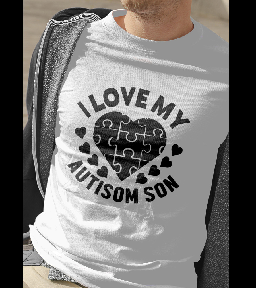I Love My Autism Son Heart Puzzle T-Shirt