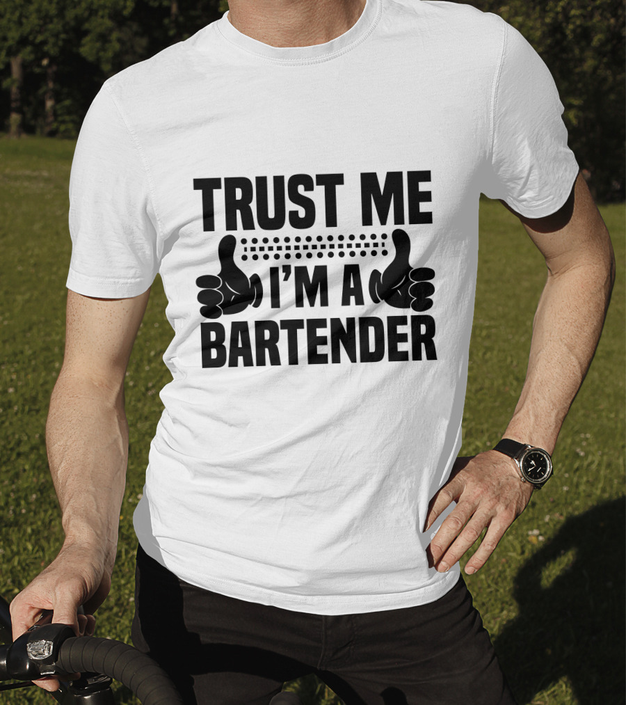 TRUST ME I'M A BARTENDER Thumbs Up Dotted Line T-Shirt