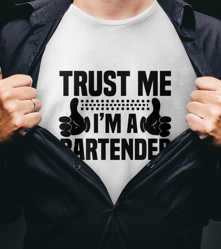 TRUST ME I'M A BARTENDER Thumbs Up Dotted Line T-Shirt