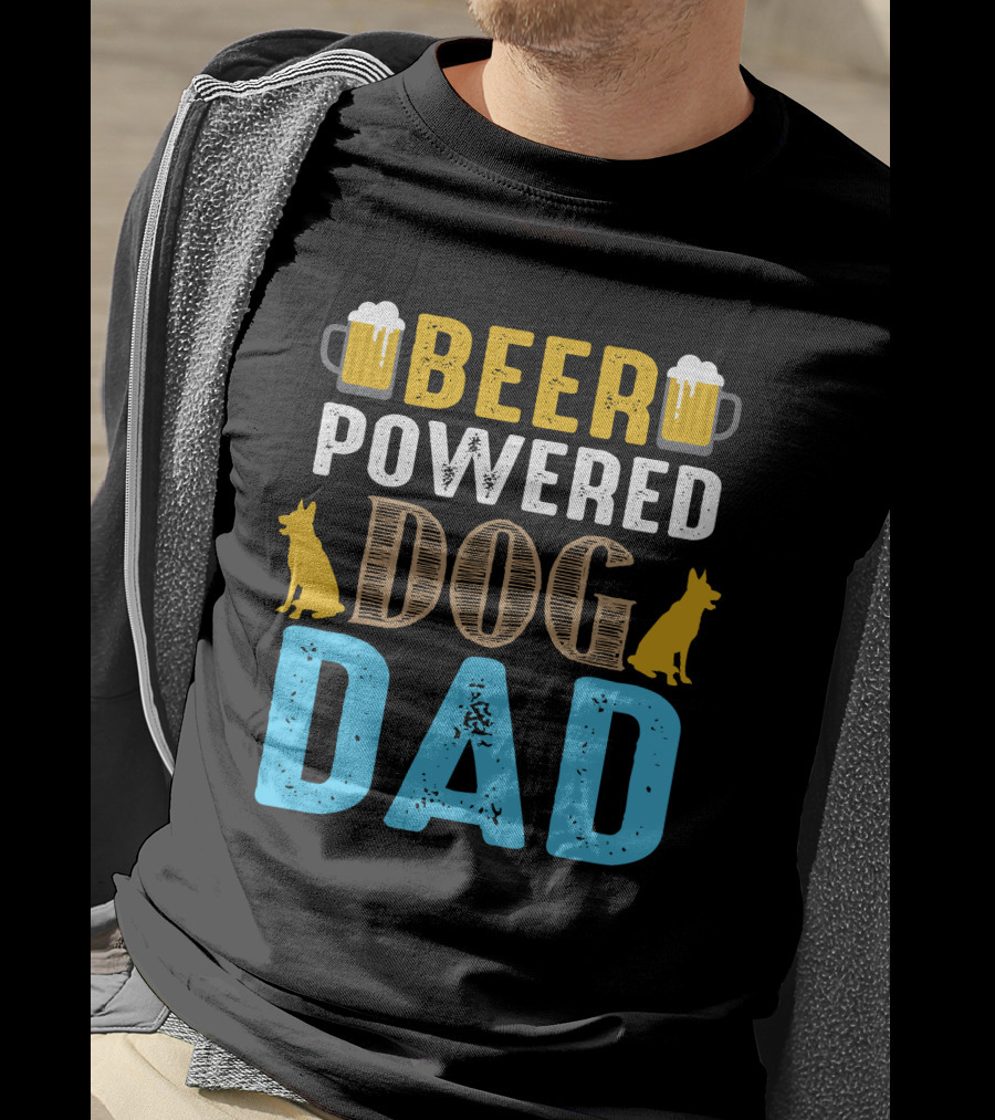 BEER Powered Dog Dad T-Shirt