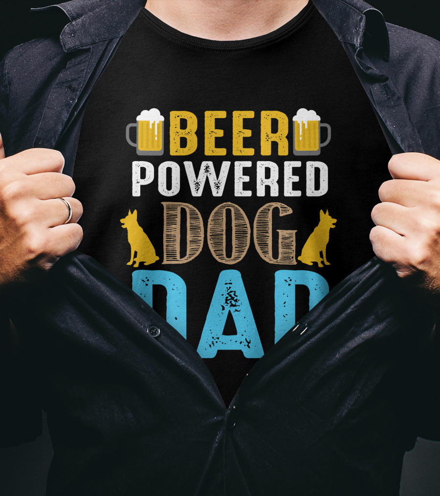 BEER Powered Dog Dad T-Shirt