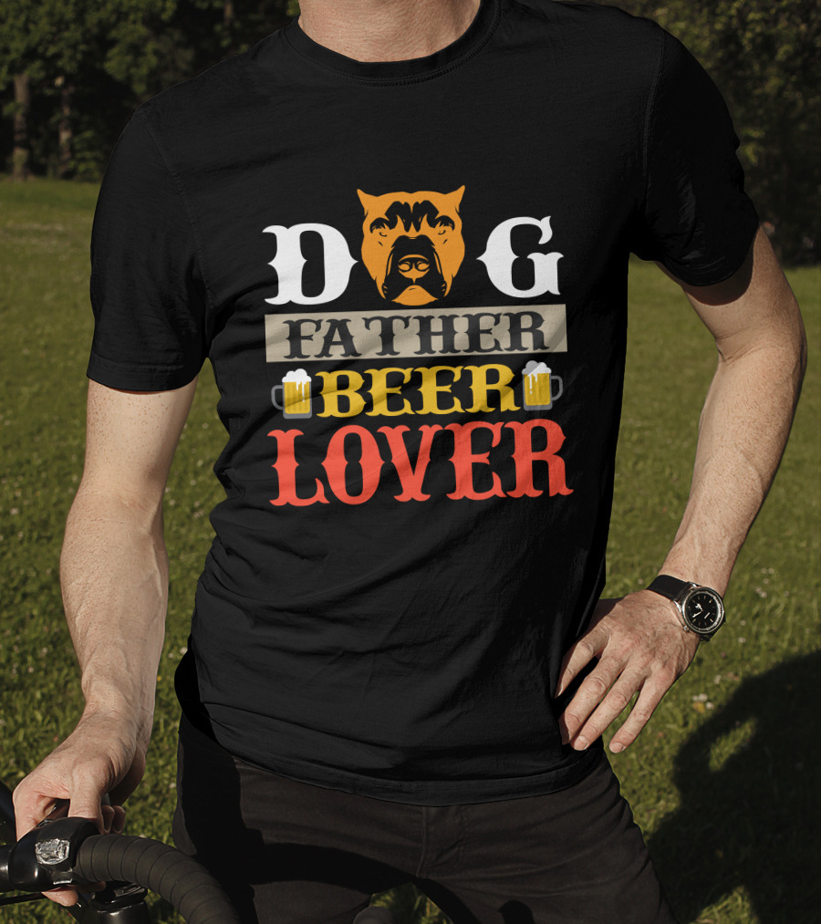 Dog Father Beer Lover Father's Day Gift Idea T-Shirt