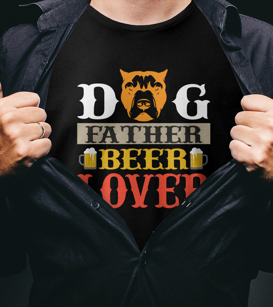 Dog Father Beer Lover Father's Day Gift Idea T-Shirt