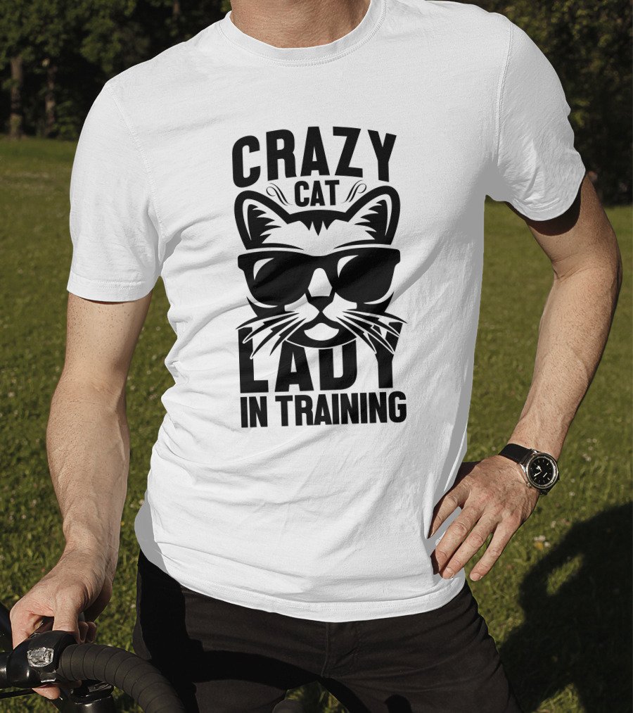 Crazy Cat Lady In Training With Sunglasses Cat Face T-Shirt
