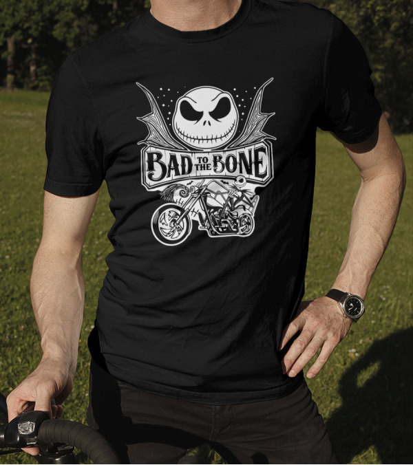 Bad To The Bone Jack Skellington Motorcycle Adventure T-Shirt