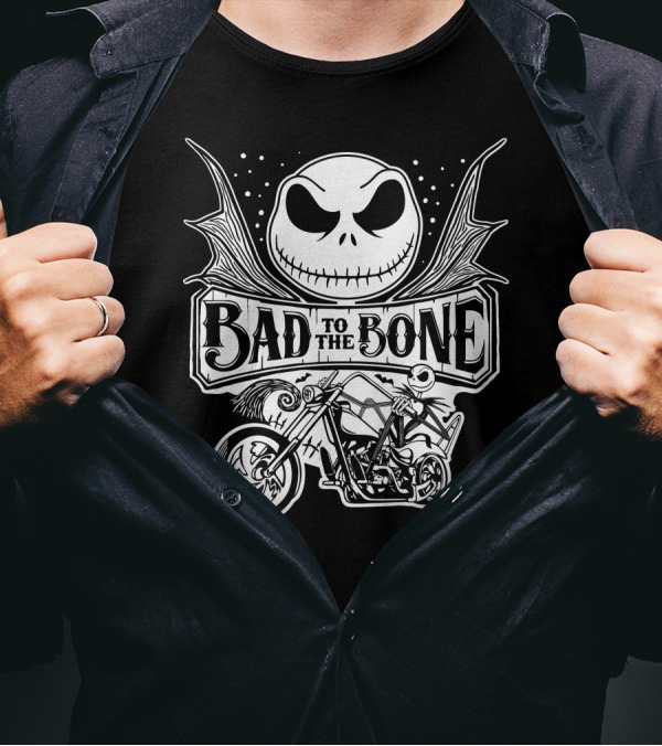 Bad To The Bone Jack Skellington Motorcycle Adventure T-Shirt