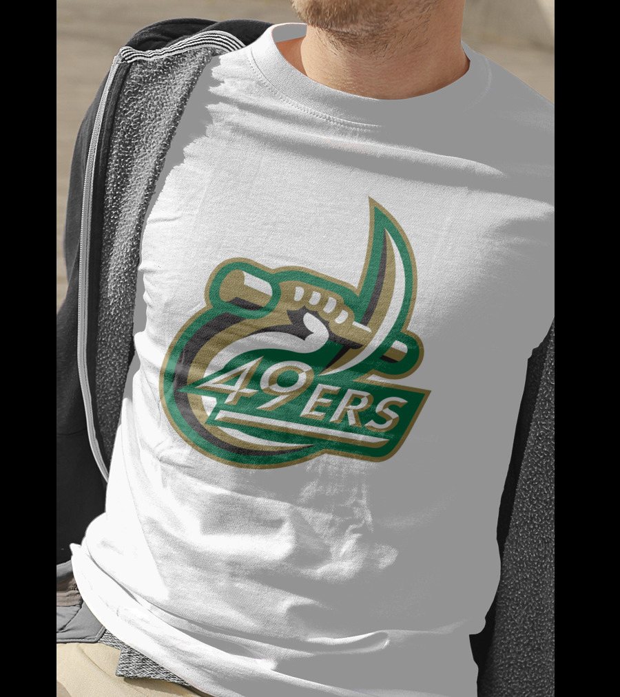 Charlotte 49ers Logo Green Gold Pickaxe Emblem T-Shirt