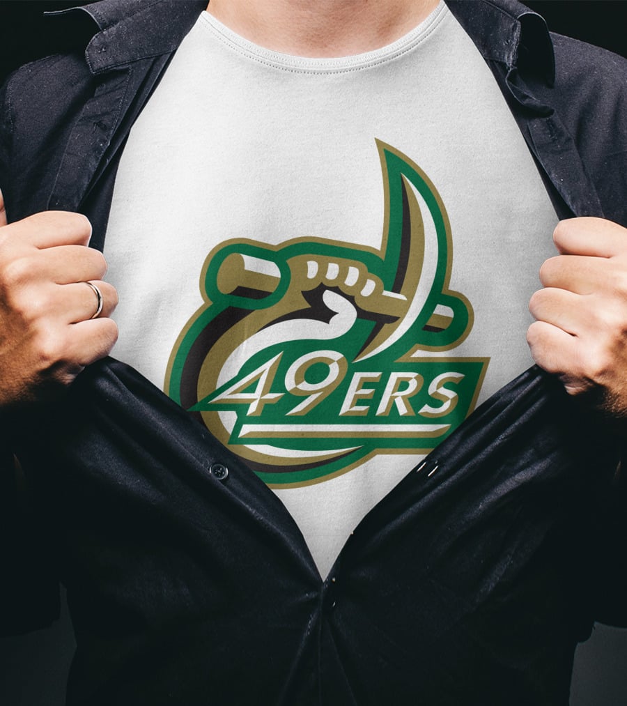 Charlotte 49ers Logo Green Gold Pickaxe Emblem T-Shirt