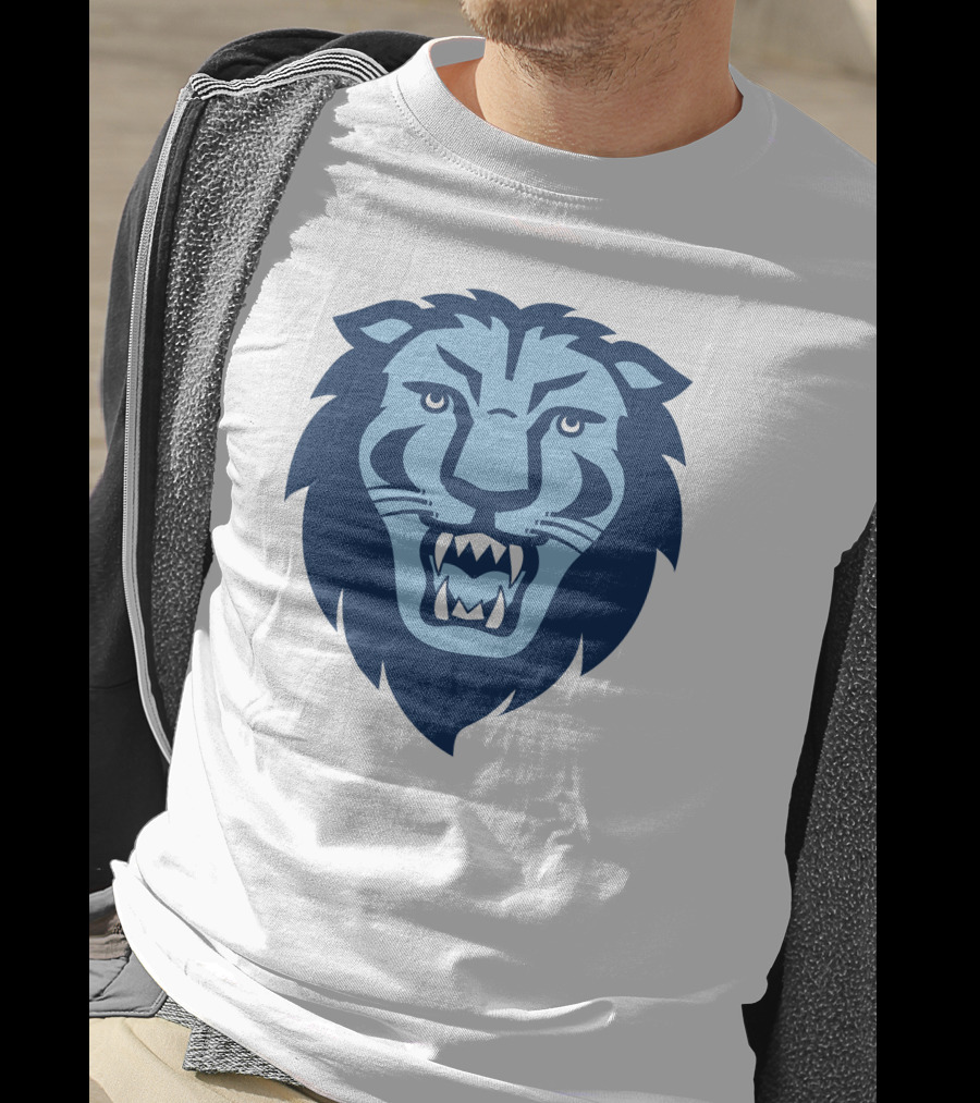 Columbia Lions Roaring Emblem Icon In Blue T-Shirt