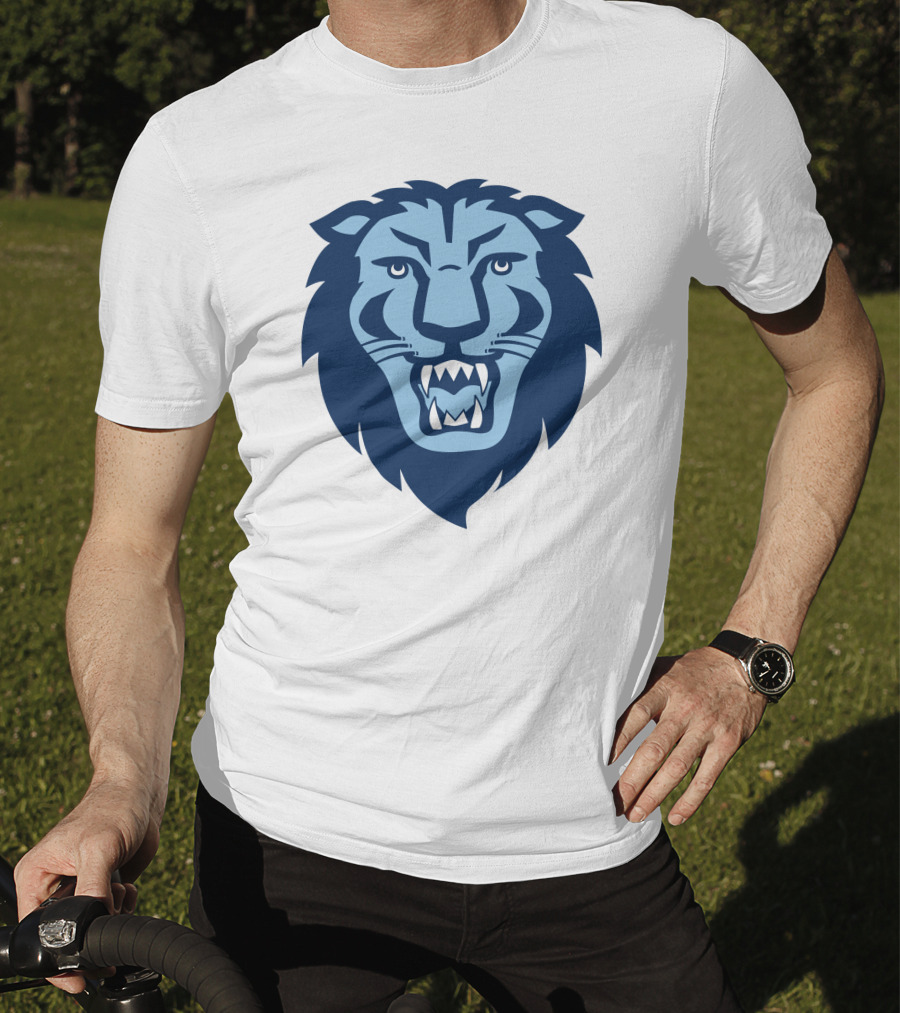 Columbia Lions Roaring Emblem Icon In Blue T-Shirt