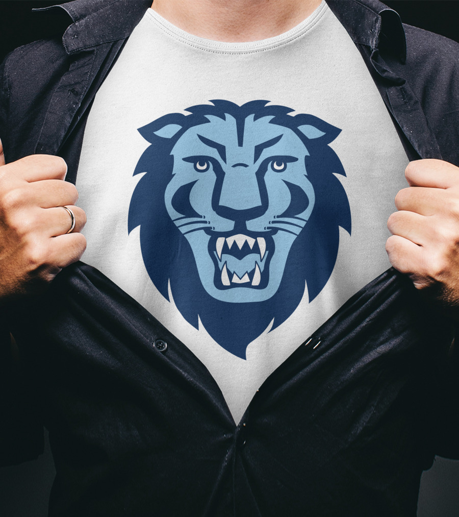 Columbia Lions Roaring Emblem Icon In Blue T-Shirt