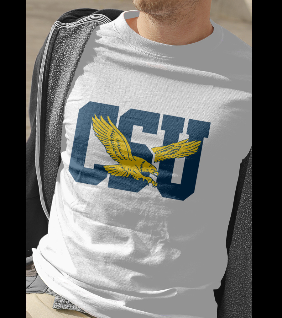 CSU Coppin State Eagles Logo Yellow Eagle Blue Letters T-Shirt