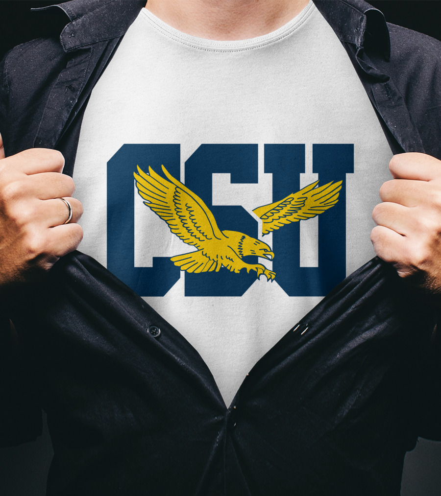 CSU Coppin State Eagles Logo Yellow Eagle Blue Letters T-Shirt