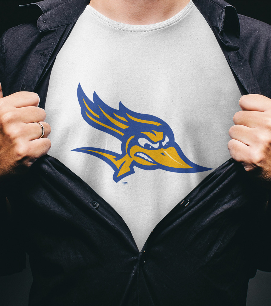 CSU Bakersfield Roadrunners Logo Blue And Gold Bird Head T-Shirt