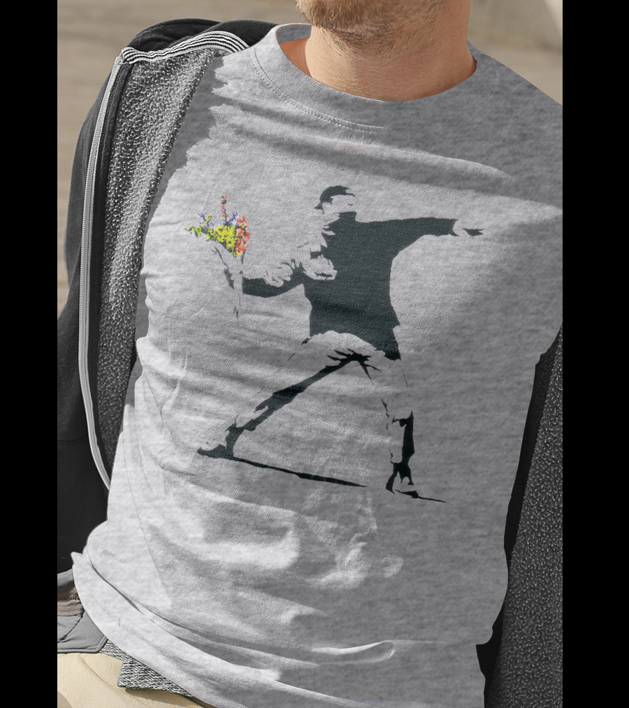 Banksy Flower Thrower Stencil T-Shirt
