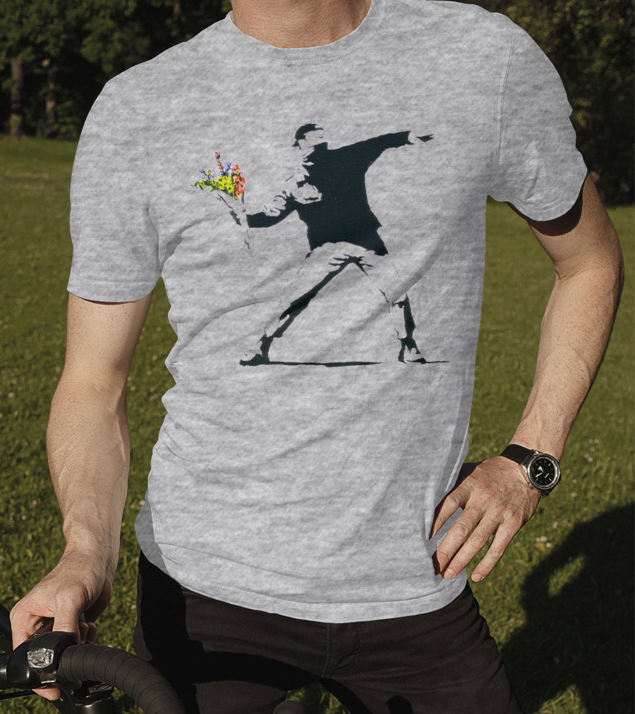 Banksy Flower Thrower Stencil T-Shirt