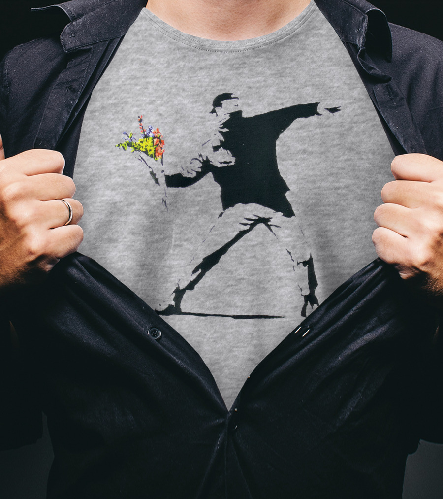Banksy Flower Thrower Stencil T-Shirt