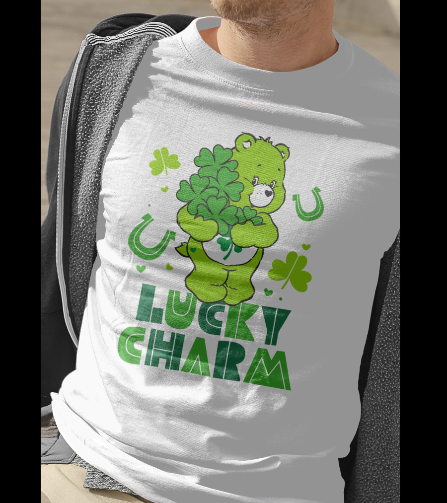 Lucky Charm Green Bear With Shamrocks And Horseshoes T-Shirt
