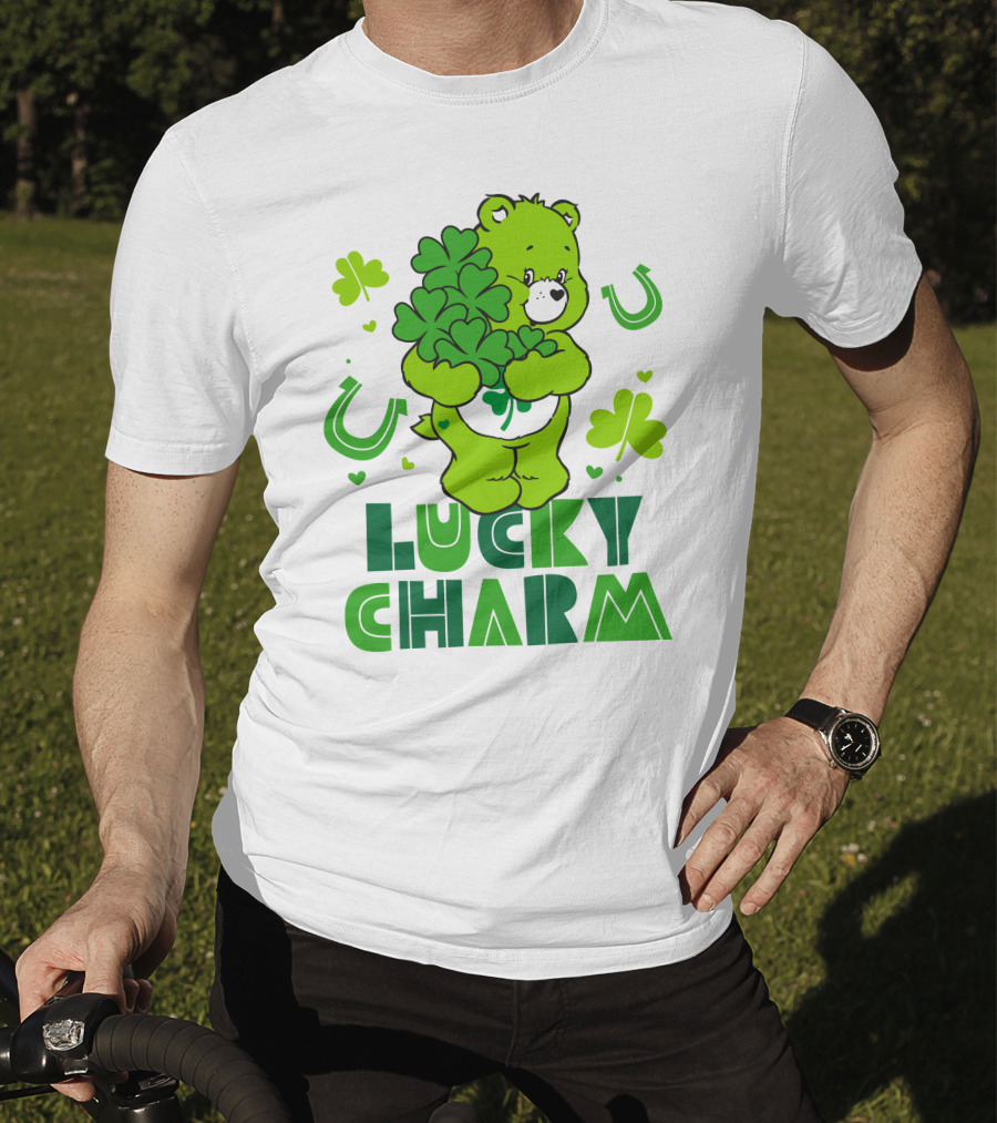 Lucky Charm Green Bear With Shamrocks And Horseshoes T-Shirt