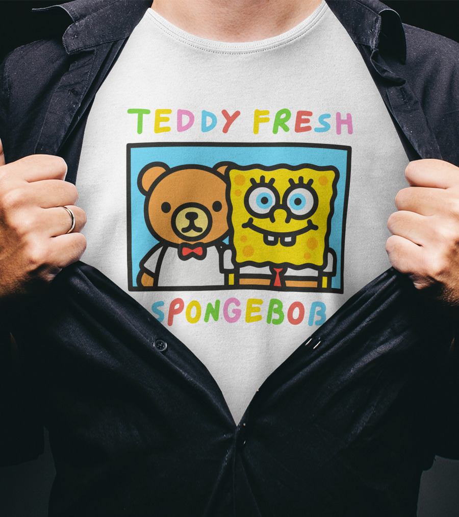 Teddy Fresh SpongeBob Bear Cartoon Collaboration T-Shirt