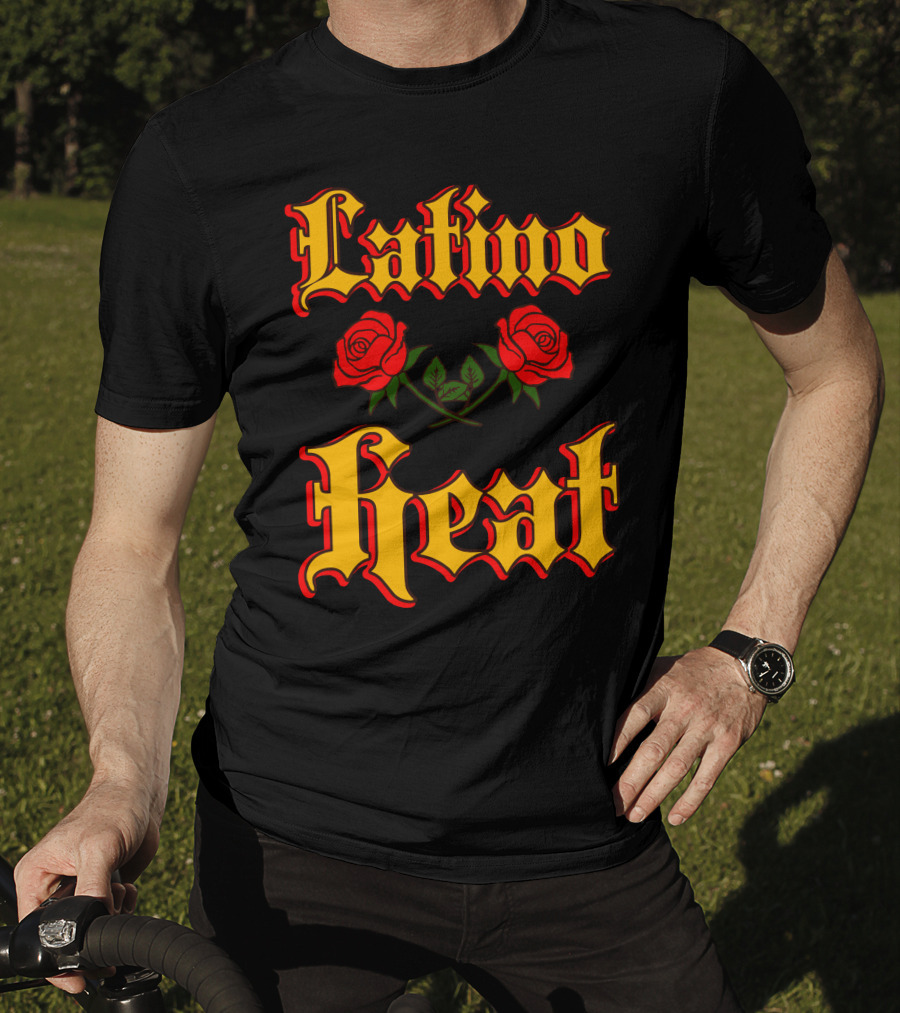 Latino Heat Red Roses Bold Font T-Shirt