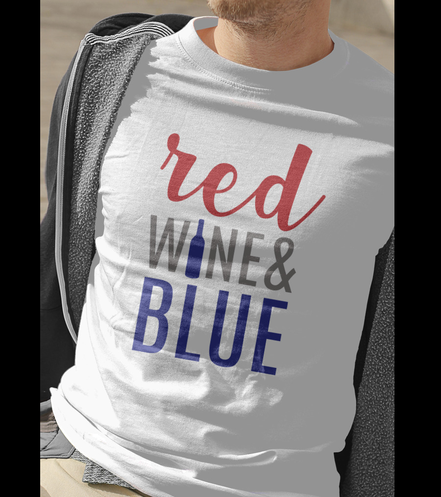 Red Wine Bottle And Blue T-Shirt