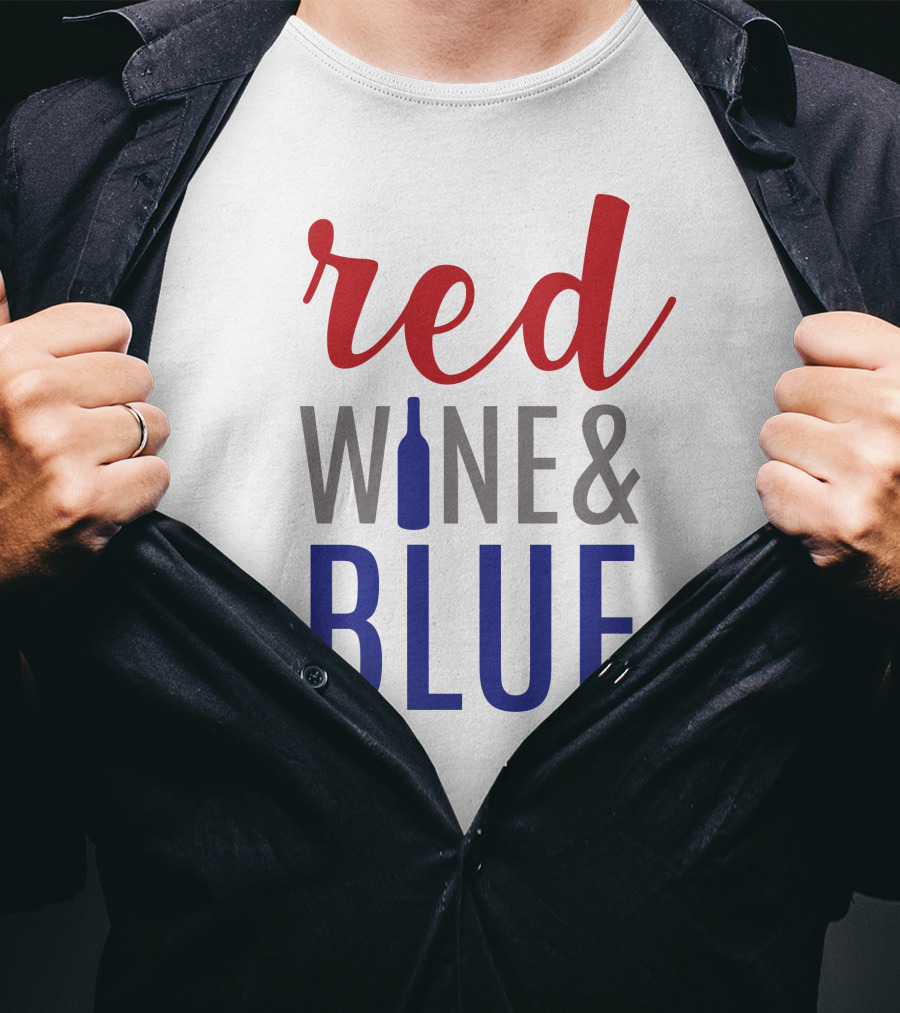 Red Wine Bottle And Blue T-Shirt