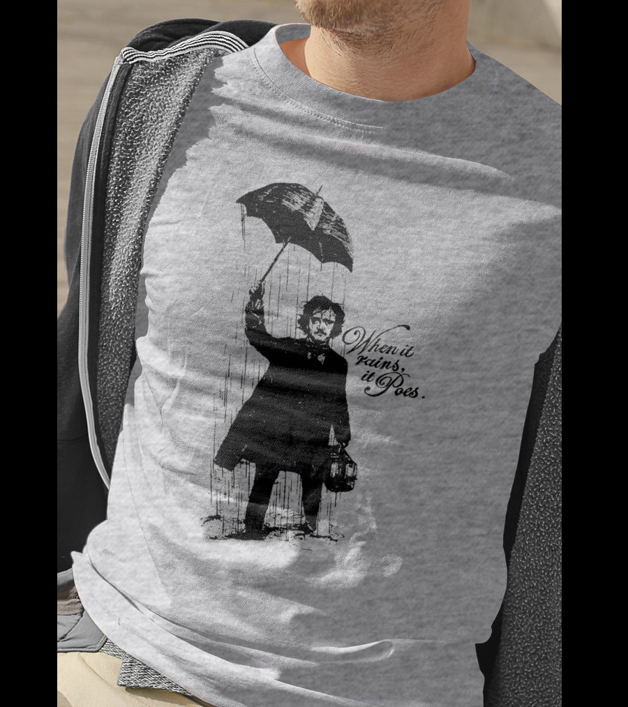 When It Rains It Poes Edgar Umbrella T-Shirt